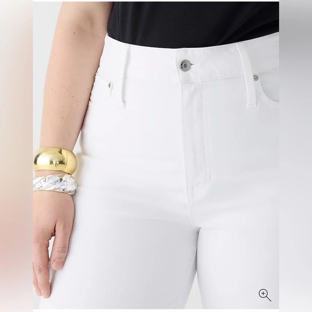 NEW J. Crew White Curvy Slim Wide-Leg Classic Preppy Relaxed High Rise Jeans‎ 35